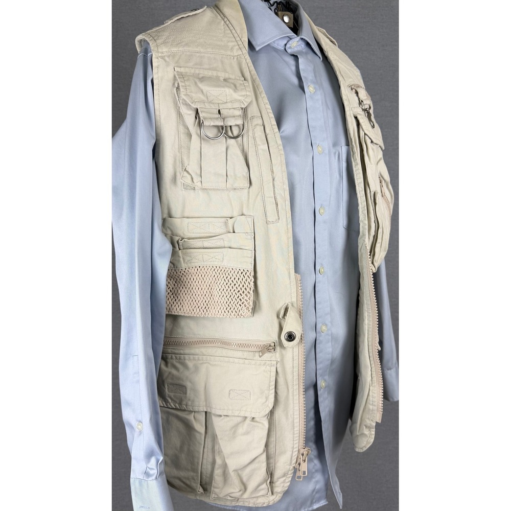 Banana Republic Vintage Photo Journalist Utility Vest Khaki Cotton Mens fits L